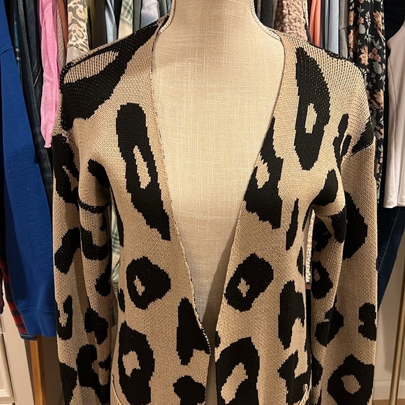 Animal Print Long Open Cardigan size Large - Picture 2 of 11